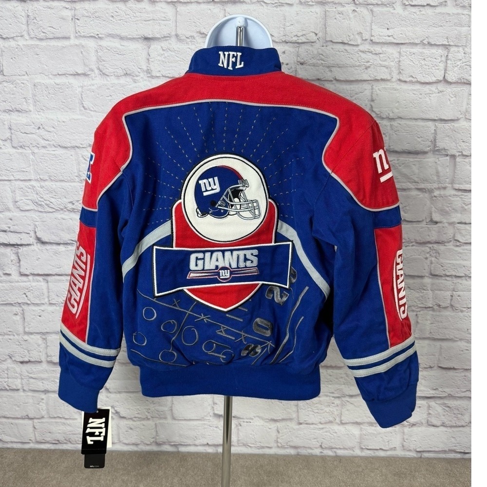 VTG Reebok NFL New York Giants Blue Red Embroidered Bomber Jacket‎ Mens XL NWOT - Picture 10 of 16